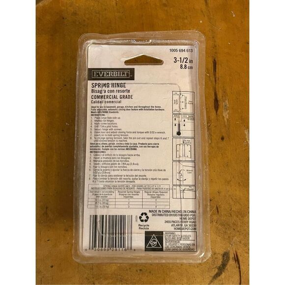 Everbilt 3-1/2” Commercial Grade Adjustable Spring Hinge Satin Chrome (8149) - Picture 3 of 5